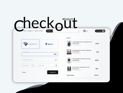 Ecommerce Outlet Payment Checkout UI @ui app branding checkout page dailyui 002 design flat mockups prototype typography ui ux