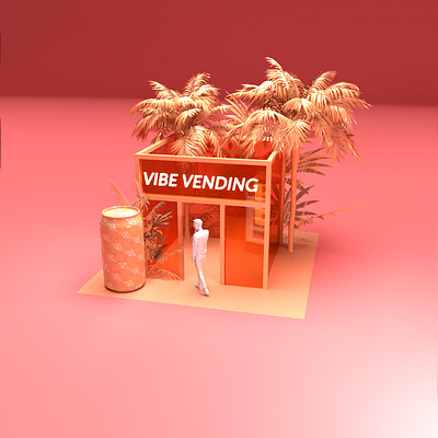 Maison presents Vibe Vending Citrus Brand Sampling Experience 3d art 3d design 3d designer adobe dimension adobe photoshop booth brand design brand identity branding citrus coral exhibit design experiential design immersive retail installation art logodesign monochromatic pop up retail design urban art