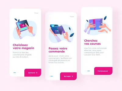 Daily UI #23 - Onboarding Click&Collect app colors daily 100 challenge daily ui illustration onboarding pink ui ui design ux