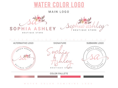 Watercolor feminine logo design beauty logo customlogo design feminine feminine design feminine logo logo logo design logodesign pink color logo signature logo watercolor watercolor logo