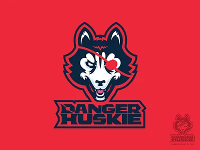 DangerHuskie Logo w/text branding eye patch huskie husky illustration illustrator logo logo design logotype mascot vector