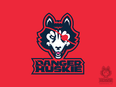 DangerHuskie Logo w/text branding eye patch huskie husky illustration illustrator logo logo design logotype mascot vector