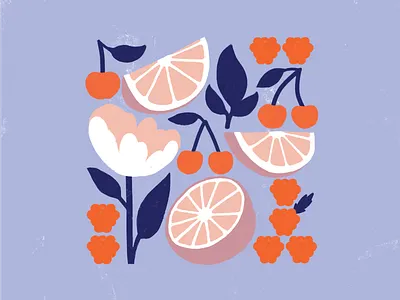 week 35 cherry flower fruit illustration raspberry