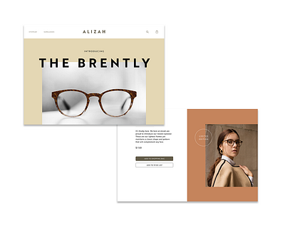 Alizah - modern eyewear adobexd design ecommerce eyewear product page