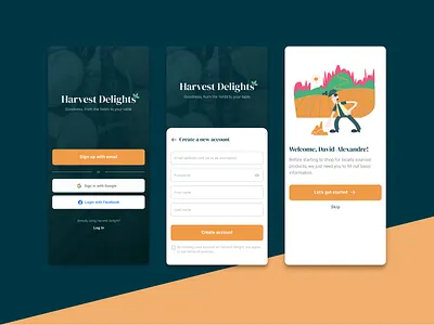 Onboarding Process - Farmer's Market App design farmers market food app mobile app mobile design mobile ui onboarding onboarding screens ui ux
