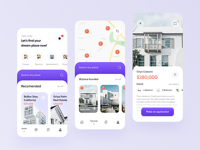 Property Mobile App Exploration apartment app blue card clean home screen house houses ios map maps mobile mobile app mobile design mobile ui properties property property search search startup