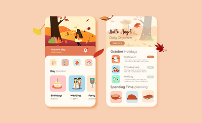 Planner Activity app design application application design autumn branding design illustration planner app portfolio uidesign uiux uiuxdesign vacation