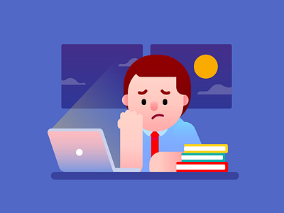 Working hard business businessman busy character computing design financial freepik graphic hard work illustration laptop mascot office work problem sad stressed vector visual design working