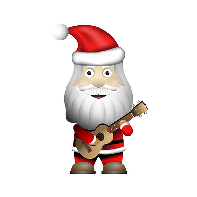 Claus playing ukulele guitar art cartoon character christmas design graphic design illustration santaclaus vector