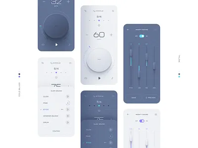 MetroPulse Metronome Screens II figma guitar guitar app metronome metronome app minimal minimalism mobile app music app music app ui neomorphism skeuomorph skeuomorphism