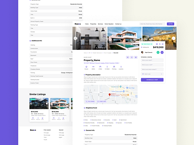 Reaws Property Details builder ecommerce listing property purple real estate realestate saas website ui ux