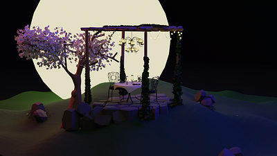 moonlight 3d art backyard blender blender3d blender3dart cartoon illustration dark design illustration moonlight