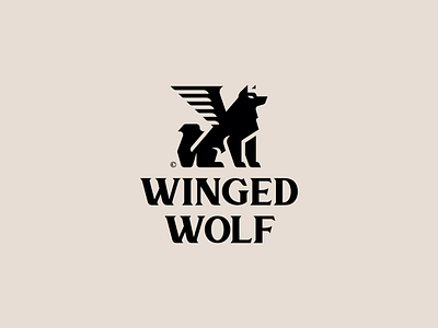 WINGED WOLF animal black brand branding design logo mark wing wings wolf