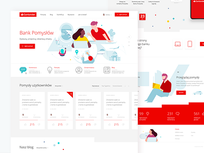 Santander Bank Polska bank banking design desktop flat homepage ideas illustration illustration art minimal platform red santander ui uidesign ux website