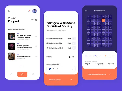 Concert Tickets Booking App Concept app booking booking app concept art concept design concert design flat minimal ticket booking tickets ui ux