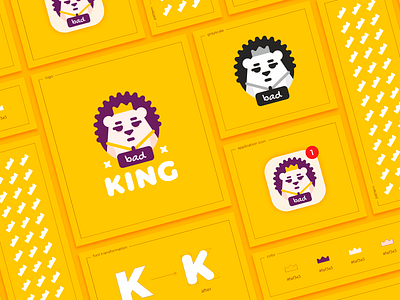 Bad King animal bad branding cartoon character circle crown flat hedgehog icon king pattern sign thorns