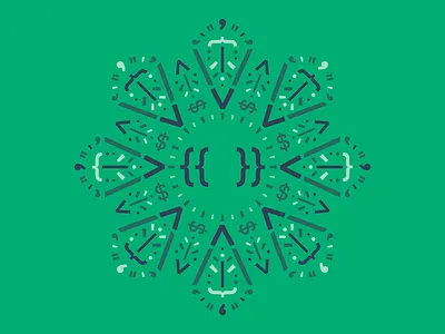 Code mandala - Vue.js brackets code design illustration it letters programmers programming language tech typography vue vuejs web development