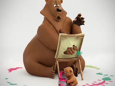 Bears 3d character design cinema 4d illustration redshift3d zbrush