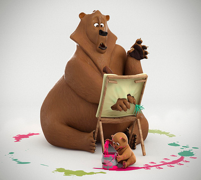 Bears 3d character design cinema 4d illustration redshift3d zbrush