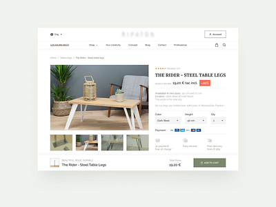 Product page - details clean ui design ecommerce furniture website ui ui ux ui design uidesign uiuxdesign web web design website website design