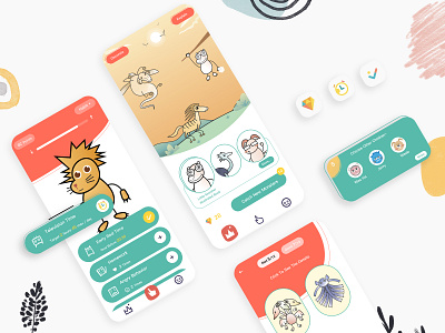 Kid's Habits APP UI app children childrens illustration coloful design funny green homepage illustration ios ios app ios14 main ui ux yellow