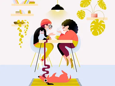 Coffee Date 2d affinitydesigner art colorful design flat illustration minimal pastels vector