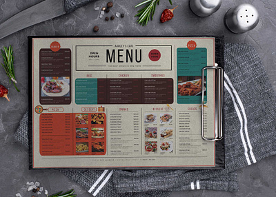 Restaurant Menu Horizontal Design Template branding design download mock ups illustration logo