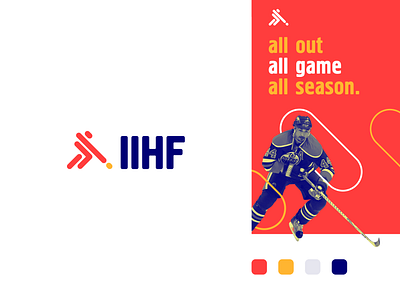 International Ice Hockey Federation - Rebranding abstract athletic branding clever flat hokey human ice icon identity letter line logo mark minimal pattern run sport sports stick