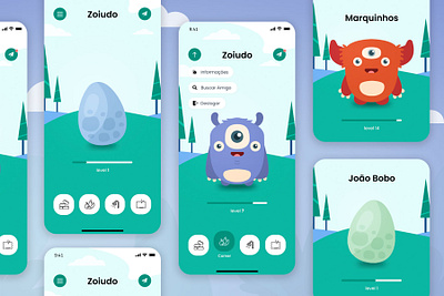 Tamagotchi | UI Design app colors dino egg kid monster monsters pet pets tamagotchi toy uidesign uidesigner