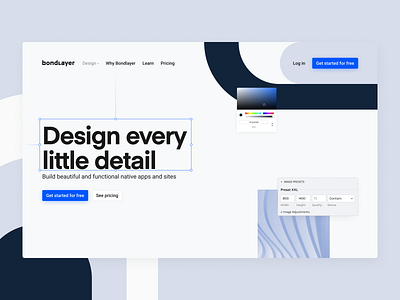 Design Hero — Bondlayer Design blue button clean clean design clean ui desktop desktop design features features page hero hero image hero section navbar product section sections tag tags timer timers