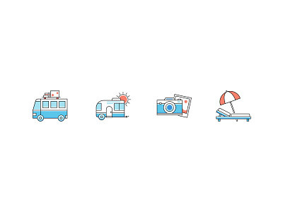 Holiday Icon beach blue bus camera caravan duotone duotones holiday icon red relax trailer umbrella vacation van