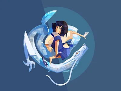 Haru from "Spirited away" by studio Ghibli anime art cg art character dragon fanart flat flat illustration ghibli illustration stylization