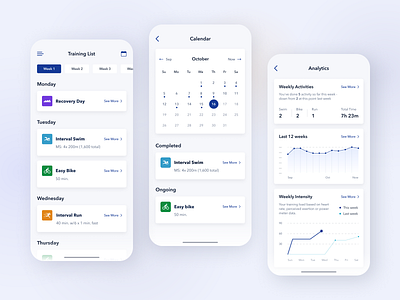 IronMan Training App app app design apple bike blue calendar chart date design ios lviv mobile run sport swim training ui ukraine ux