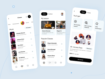 Online Learning app designer applicaion design classes app dribbble entertainment app flat design learning app minimal app design minimal design mobile app modern ui ui design uiuxdesign ux design video app