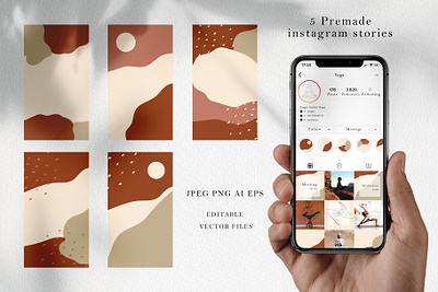 Abstract instagram stories abstract branding creative market design instagram shape template vector
