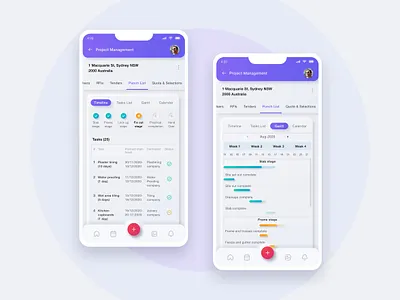Project Management UI android app builder projects cards clean construction management construction tracking gradients home builder management house management app interior ios materialdesign minimal mobile app mobile application neumorphism ui property developer property management ui ux