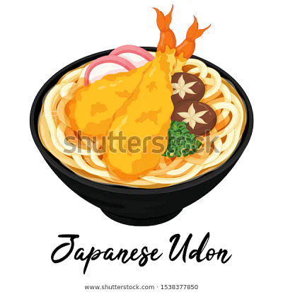 Japanese udon noodle soup illustration vector. (Japanese food) anime cartoon draw food illustration illustration japanese food meal noodles ramen tempura udon vector