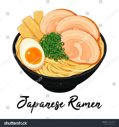 Japanese ramen noodle soup illustration vector. (Japanese food) anime cartoon food illustration illustration japanese food manga meal noodles pork ramen udon vector