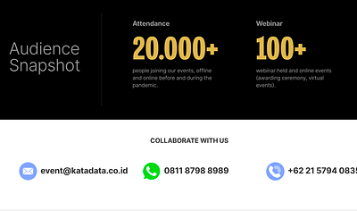 Audience Snapshot section, event website for Katadata design editorial design information architecture minimal typography ui