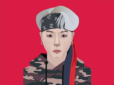 Min Yoongi art bigbratwolf bts design digital drawing graphic illustration illustrator kpop min yoongi portrait suga vector