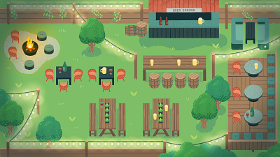 Beer Garden background background illustration beer beer garden garden party hand drawn illustration procreate top down