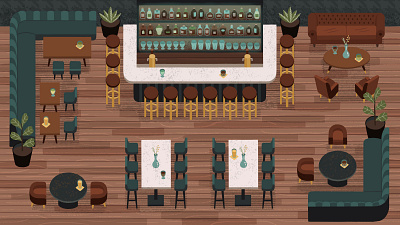 Hotel Bar background art background illustration cocktails hand drawn hotel bar illustration procreate top down