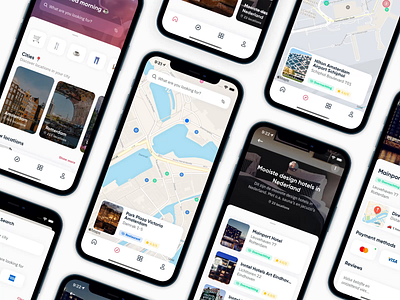 CardMapr for iOS amsterdam animation app apple card dark find hotel iphone light location map maps mobile night restaurant result schiphol ui uiux