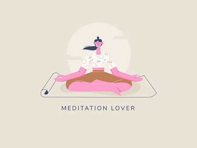 Meditation 2d illustration app ui character character design editorial design flat design flat illustration meditation app minimal art uxui vector art web