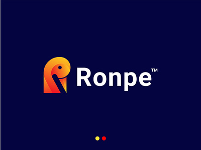 Ronpe Logo Mark abstract logo apps icon brand identity branding bridslogo colorfull combination logo creative logo gradient color heron illustrator lettermark logotype modern logo pictorial mark r letter logo simple and clean symbol icon