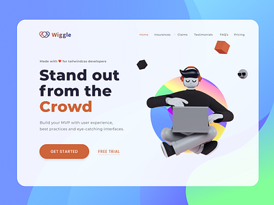 Wiggle - Landing Page Design components landing page landing page ui tailwindcss tailwinduikit