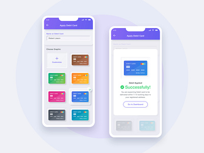 Apply Debit-Card UI apply credit card apply debit card banking application clean credit card status debit card status design finance funds management app internet banking ios app minimal mobile app mobile app design mobile banking modern neumorphic design neumorphism ui ui ux
