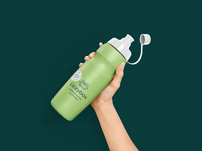 Lizzybox Branding: Sports bottle active bottle brand identity branding fit food graphic design green healthy healthyfood lizzybox logo logo designer mockup sports swag