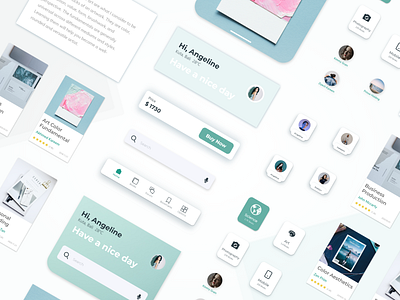 UI Elements - Books App adobexd branding card clean collection design elegant element elements explore material ui mobile app simple ui ui kit uidesign uiux