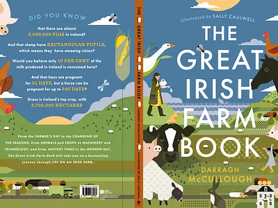 The Great Irish Farm Book animals book cover childrens book digital farm folioart illustration landscape nature sally caulwell vector
